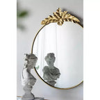 Grand miroir mural rond de 36 x 41 pouces avec cadre en métal doré