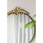 Grand miroir mural rond de 36 x 41 pouces avec cadre en métal doré