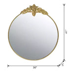Grand miroir mural rond de 36 x 41 pouces avec cadre en métal doré