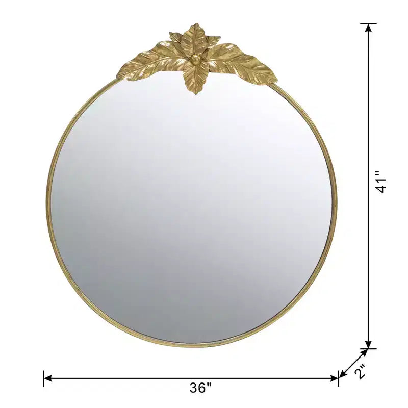 Grand miroir mural rond de 36 x 41 pouces avec cadre en métal doré
