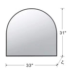 Miroir mural décoratif arqué de 33 x 31 pouces avec cadre en métal forgé