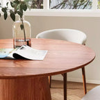 Table à manger ronde sur pied en bois d'hévéa style campagne française GDFStudio Joana