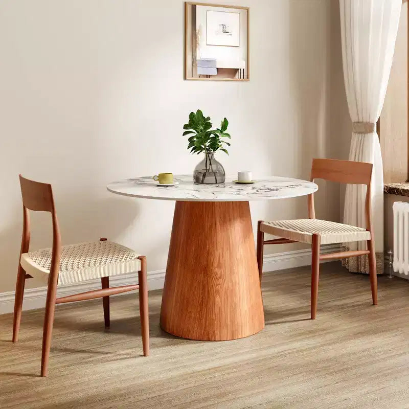 Table à manger ronde sur pied en bois d'hévéa style campagne française GDFStudio Joana