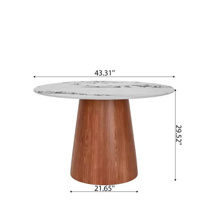 Table à manger ronde sur pied en bois d'hévéa style campagne française GDFStudio Joana