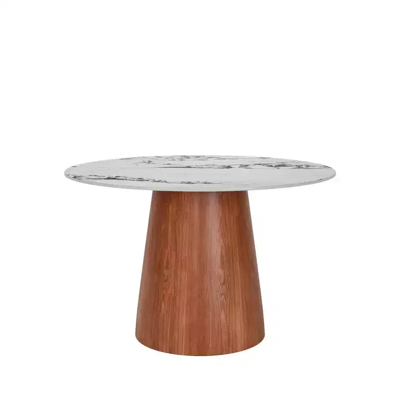 Table à manger ronde sur pied en bois d'hévéa style campagne française GDFStudio Joana
