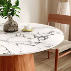 Table à manger ronde sur pied en bois d'hévéa style campagne française GDFStudio Joana