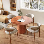 Table à manger ronde sur pied en bois d'hévéa style campagne française GDFStudio Joana