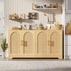 Buffet en rotin 59 - Grand meuble de rangement avec 4 portes, table console, buffet de bar à café pour salon, cuisine, salle à manger