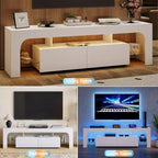Meuble TV pour téléviseurs de 50 à 75 pouces, meuble console moderne avec grand tiroir de rangement, centre de divertissement pour salon et chambre à coucher - Blanc
