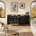 Vitrine COZONY avec porte vitrée, meuble de rangement autoportant avec porte-verres et tiroirs