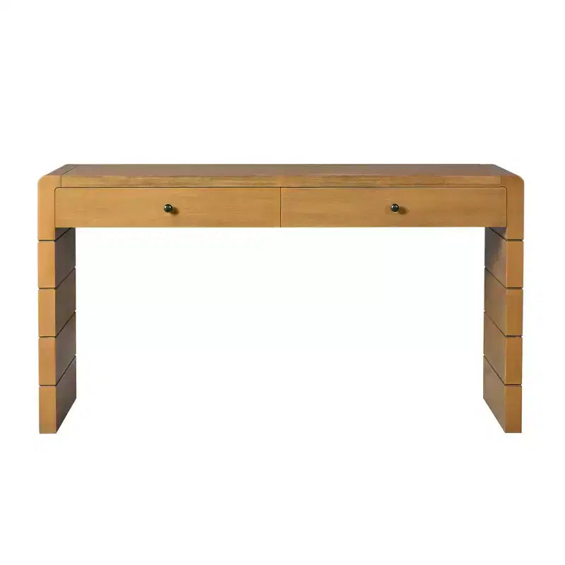 Table console incurvée Clihome avec rangement, table d'entrée en bois avec 2 tiroirs, tables consoles rustiques de style fermier pour entrée, couloir, salon