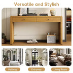 Table console incurvée Clihome avec rangement, table d'entrée en bois avec 2 tiroirs, tables consoles rustiques de style fermier pour entrée, couloir, salon