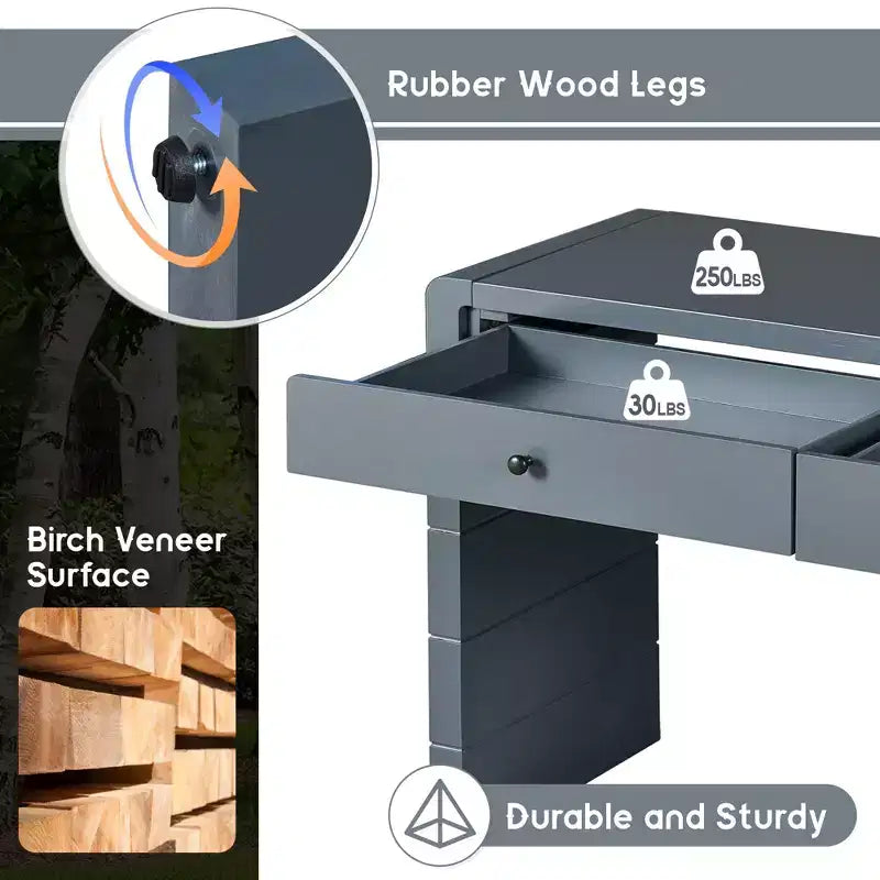Table console incurvée Clihome avec rangement, table d'entrée en bois avec 2 tiroirs, tables consoles rustiques de style fermier pour entrée, couloir, salon