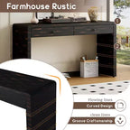 Table console incurvée Clihome avec rangement, table d'entrée en bois avec 2 tiroirs, tables consoles rustiques de style fermier pour entrée, couloir, salon