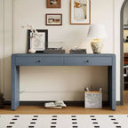Table console incurvée Clihome avec rangement, table d'entrée en bois avec 2 tiroirs, tables consoles rustiques de style fermier pour entrée, couloir, salon
