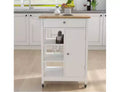 Rolling Kitchen Island Cart on Wheels, Kitchen Trolley with Rubberwood Countertop, 1 Drawer, 2 Doors, Towel Rack, for Kitchen Garage Home Office