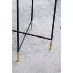 Ensemble de 2 tables d'appoint en fer doré et noir avec plateau en verre
