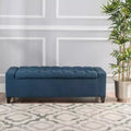 TUYOHW Modern Storage Ottoman with Tufted Top Decoration, End of Bed Bench Entryway Bench with Ample Capacity for Bedroom, Living Room, Navy Blue