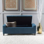 TUYOHW Banc de rangement moderne avec couvercle touffeté, banc de bout de lit/d'entrée de grande capacité pour chambre à coucher, salon, bleu marine