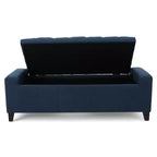 TUYOHW Banc de rangement moderne avec couvercle touffeté, banc de bout de lit/d'entrée de grande capacité pour chambre à coucher, salon, bleu marine