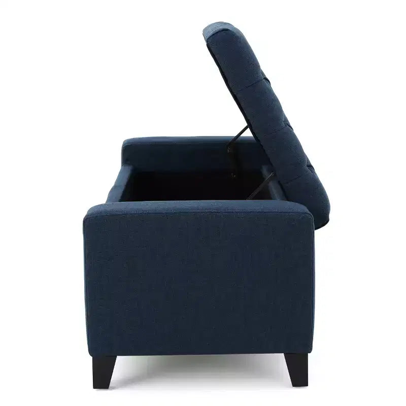 TUYOHW Banc de rangement moderne avec couvercle touffeté, banc de bout de lit/d'entrée de grande capacité pour chambre à coucher, salon, bleu marine