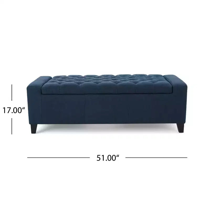 TUYOHW Banc de rangement moderne avec couvercle touffeté, banc de bout de lit/d'entrée de grande capacité pour chambre à coucher, salon, bleu marine