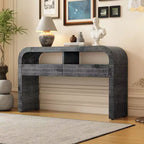 Clihome Console Table Table d'entrée, Table de canapé rétro incurvée avec 2 grands tiroirs, Console étroite pour salon, couloir, entrée