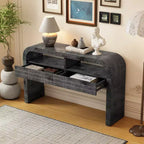 Clihome Console Table Table d'entrée, Table de canapé rétro incurvée avec 2 grands tiroirs, Console étroite pour salon, couloir, entrée