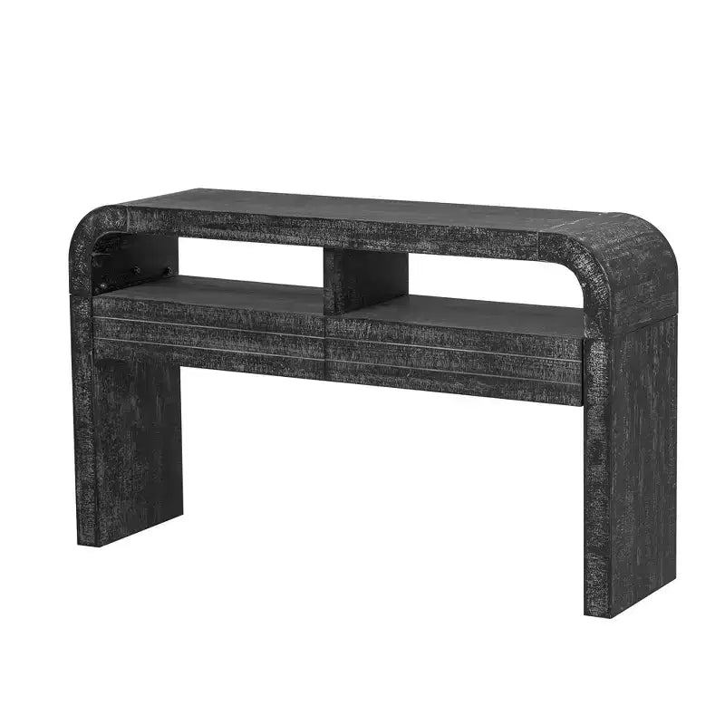 Clihome Console Table Table d'entrée, Table de canapé rétro incurvée avec 2 grands tiroirs, Console étroite pour salon, couloir, entrée