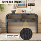 Clihome Console Table Table d'entrée, Table de canapé rétro incurvée avec 2 grands tiroirs, Console étroite pour salon, couloir, entrée