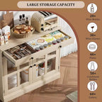 Buffet Bahut de 35,4'' de Large avec Porte en Verre et Tiroir, Armoire de Rangement Réglable pour Salle à Manger, Cuisine ou Salon