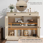 Buffet Bahut de 35,4'' de Large avec Porte en Verre et Tiroir, Armoire de Rangement Réglable pour Salle à Manger, Cuisine ou Salon
