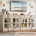 Buffet Bahut de 35,4'' de Large avec Porte en Verre et Tiroir, Armoire de Rangement Réglable pour Salle à Manger, Cuisine ou Salon