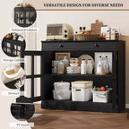 Buffet Bahut de 35,4'' de Large avec Porte en Verre et Tiroir, Armoire de Rangement Réglable pour Salle à Manger, Cuisine ou Salon