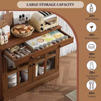 Buffet Bahut de 35,4'' de Large avec Porte en Verre et Tiroir, Armoire de Rangement Réglable pour Salle à Manger, Cuisine ou Salon