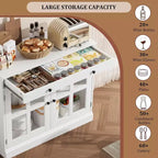 Buffet Bahut de 35,4'' de Large avec Porte en Verre et Tiroir, Armoire de Rangement Réglable pour Salle à Manger, Cuisine ou Salon