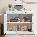 Buffet Bahut de 35,4'' de Large avec Porte en Verre et Tiroir, Armoire de Rangement Réglable pour Salle à Manger, Cuisine ou Salon