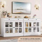 Buffet Bahut de 35,4'' de Large avec Porte en Verre et Tiroir, Armoire de Rangement Réglable pour Salle à Manger, Cuisine ou Salon