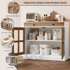 Buffet Bahut de 35,4'' de Large avec Porte en Verre et Tiroir, Armoire de Rangement Réglable pour Salle à Manger, Cuisine ou Salon