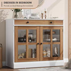 Buffet Bahut de 35,4'' de Large avec Porte en Verre et Tiroir, Armoire de Rangement Réglable pour Salle à Manger, Cuisine ou Salon