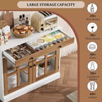 Buffet Bahut de 35,4'' de Large avec Porte en Verre et Tiroir, Armoire de Rangement Réglable pour Salle à Manger, Cuisine ou Salon