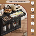 Buffet Bahut de 35,4'' de Large avec Porte en Verre et Tiroir, Armoire de Rangement Réglable pour Salle à Manger, Cuisine ou Salon
