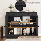 Buffet Bahut de 35,4'' de Large avec Porte en Verre et Tiroir, Armoire de Rangement Réglable pour Salle à Manger, Cuisine ou Salon