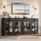 Buffet Bahut de 35,4'' de Large avec Porte en Verre et Tiroir, Armoire de Rangement Réglable pour Salle à Manger, Cuisine ou Salon