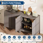 Buffet de salle à manger cannelé de 80 cm, petit buffet de bar à café moderne avec étagères réglables, console d'entrée, meuble bas de rangement