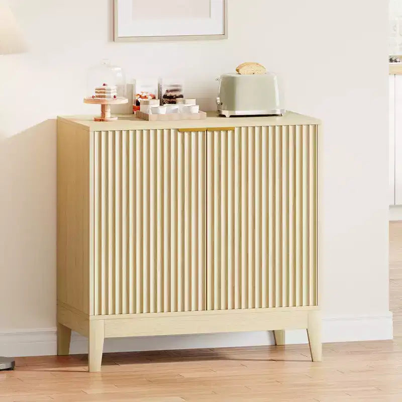 31.5 Fluted Sideboard Buffet Cabinet, Modern Small Coffee Bar Cabinet with Adjustable Shelves, Entryway Console Table, Floor Cupboard Cabinet
