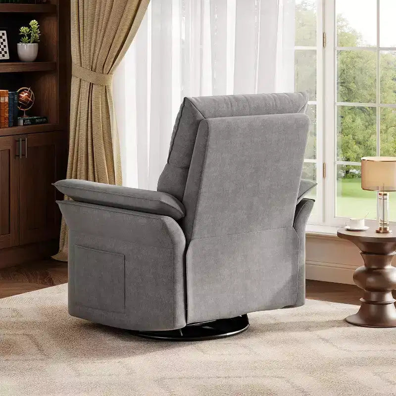 Fauteuil inclinable électrique avec port USB, fauteuil à bascule pivotant à 270° avec assise large et tissu chenille, pour salon ou chambre de bébé