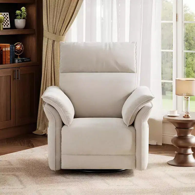Fauteuil inclinable électrique avec port USB, fauteuil à bascule pivotant à 270° avec assise large et tissu chenille, pour salon ou chambre de bébé