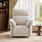 Fauteuil inclinable électrique avec port USB, fauteuil à bascule pivotant à 270° avec assise large et tissu chenille, pour salon ou chambre de bébé