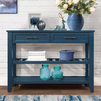TUYOHW 42 Wood Console Table with 2 Drawers & Open Shelves,Rustic Entryway Sideboard with Iron Handles for Kitchen,Living Room,Entryway,Hallway